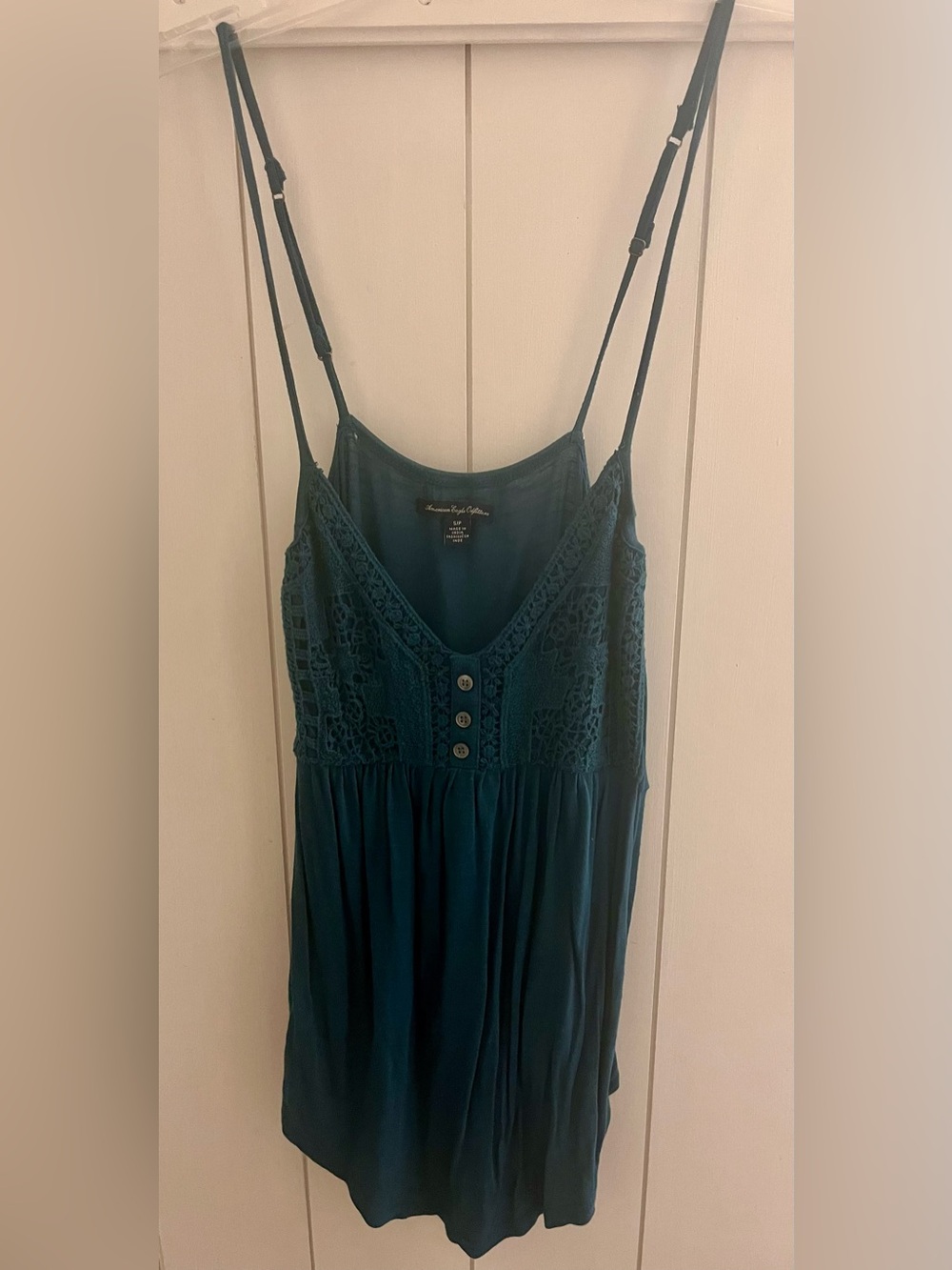 American Eagle Outfitters Teal Lace-Trim tank top